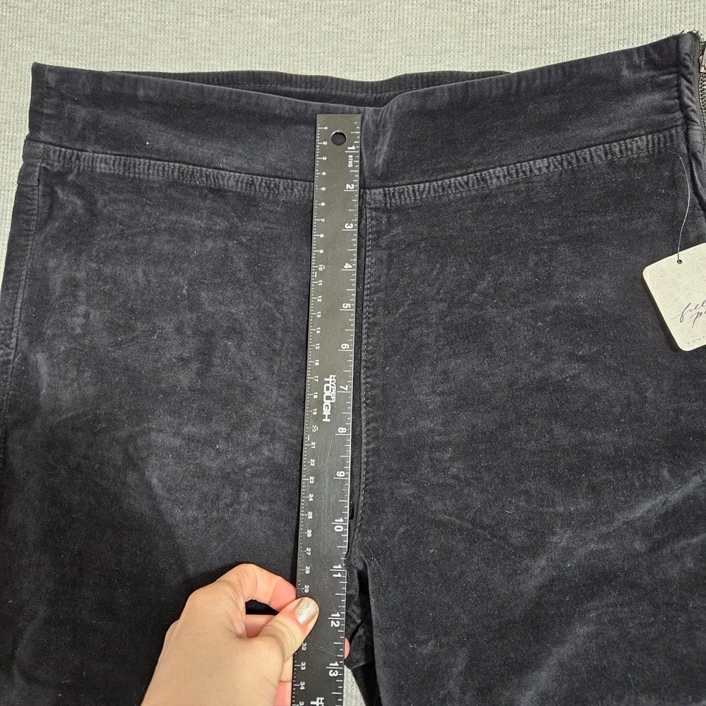 Free‎ People Corduroy Flare Pull On Pants High Rise Side Zip Black Womens L NWT
